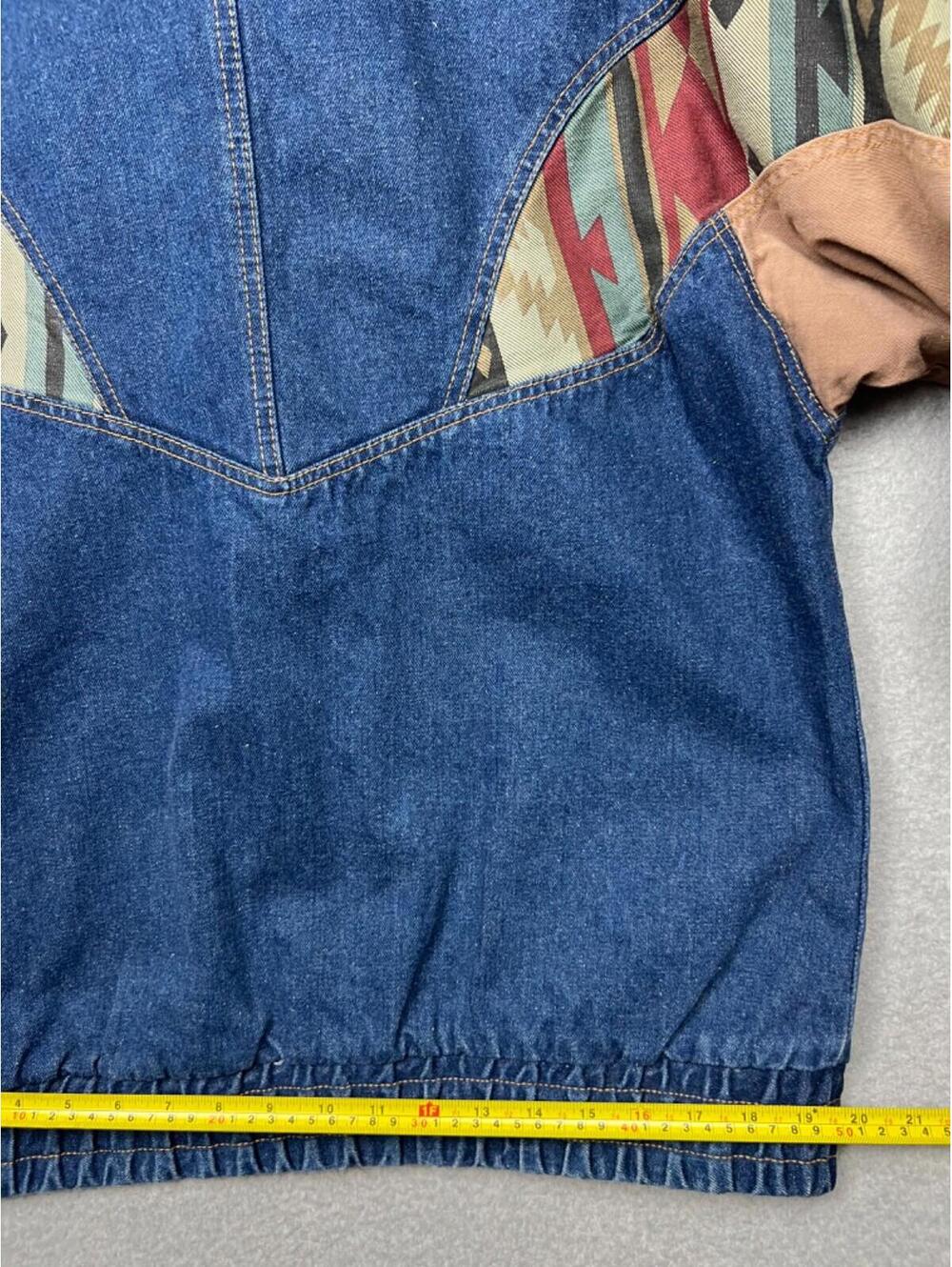 Vintage 80s 90s MidWest Aztec Womens L Denim Oversized Jacket Coat Western Boho - Picture 13 of 13